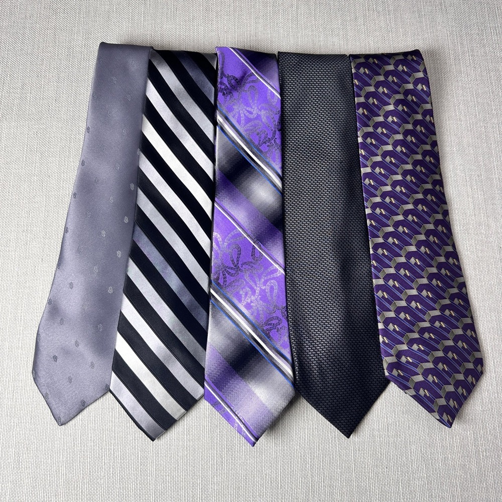 Vintage Classic Purple Grey Necktie Bundle Hennessy George Van Heusen Bill Blass